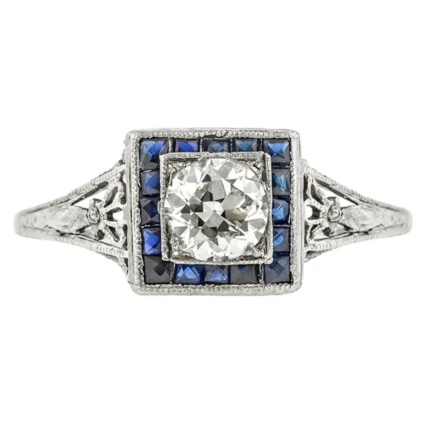 Art Deco Engagement Ring, TRB 0.55ct