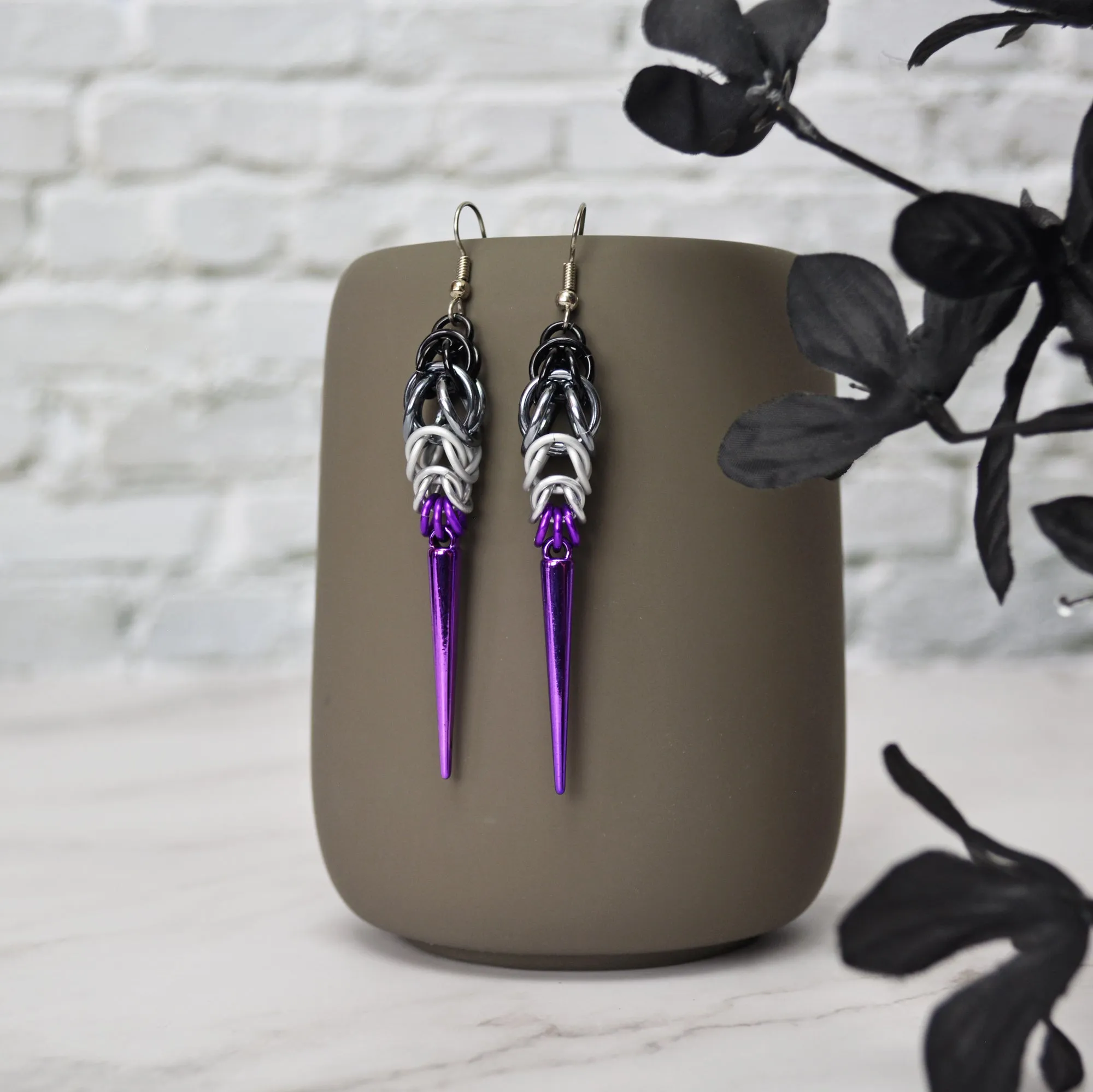 Asexual Pride - Spike Earrings
