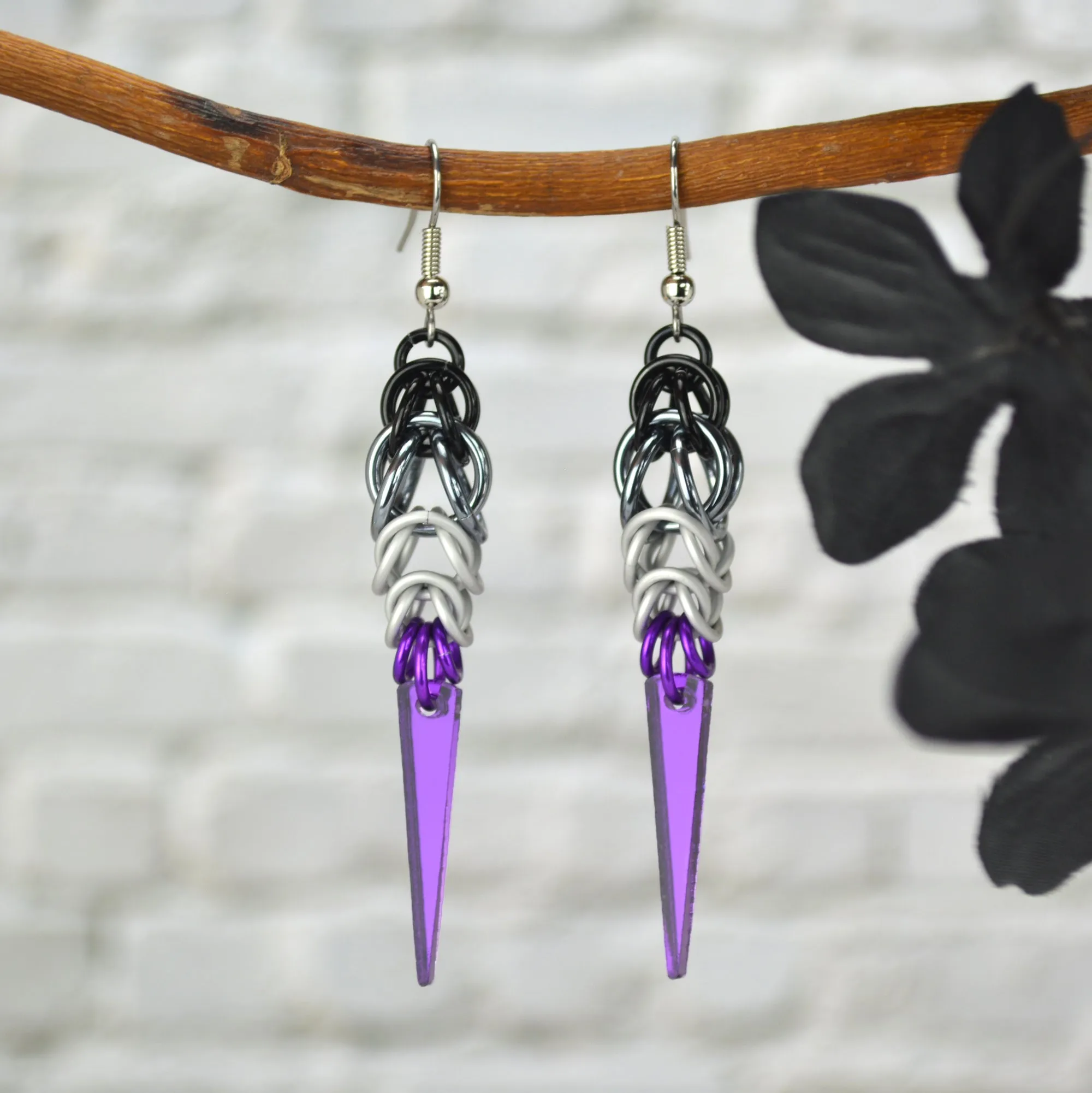 Asexual Pride - Spike Earrings