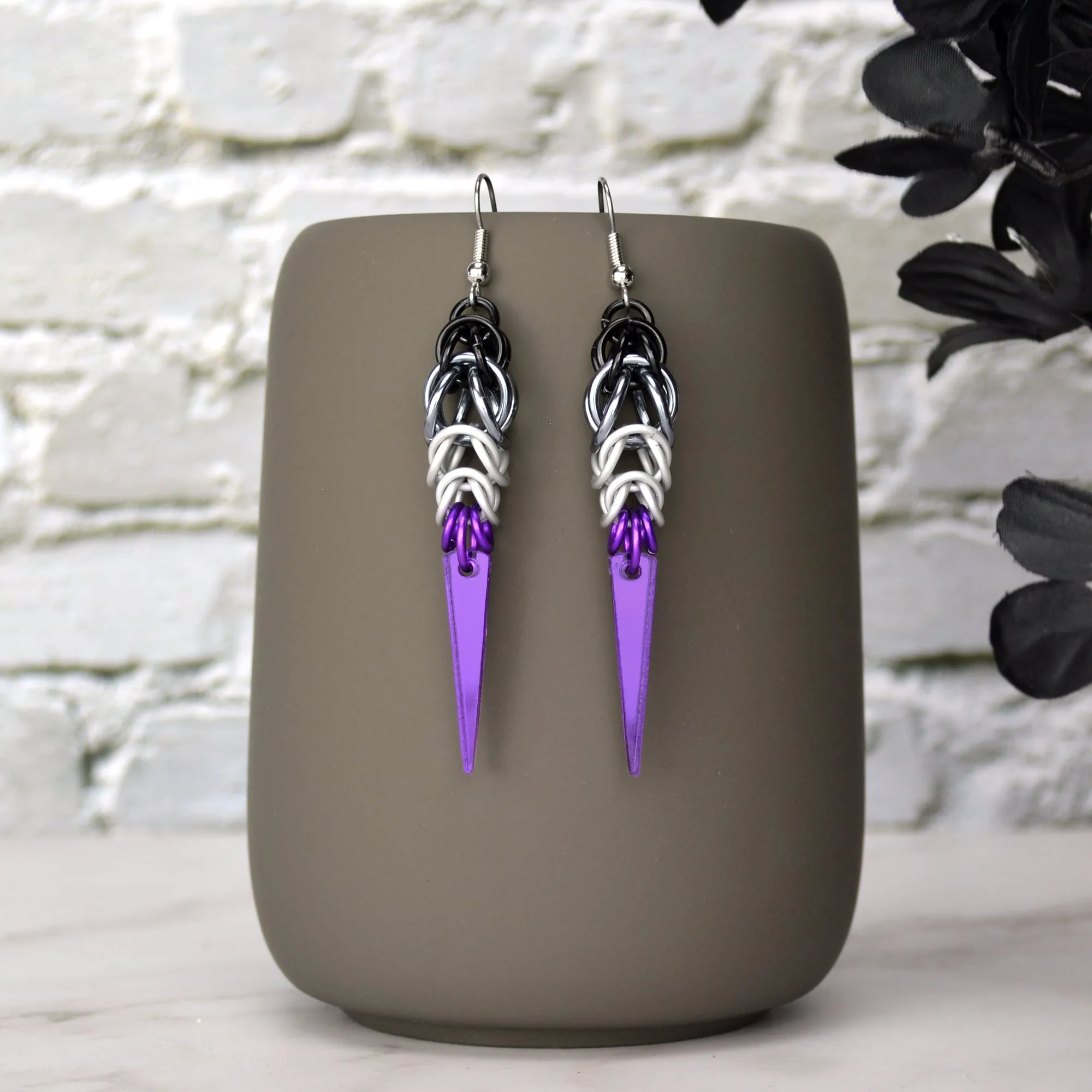 Asexual Pride - Spike Earrings