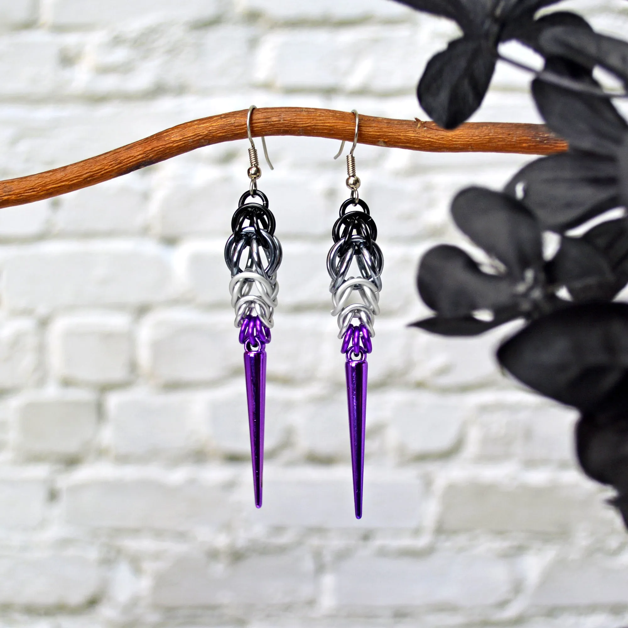 Asexual Pride - Spike Earrings