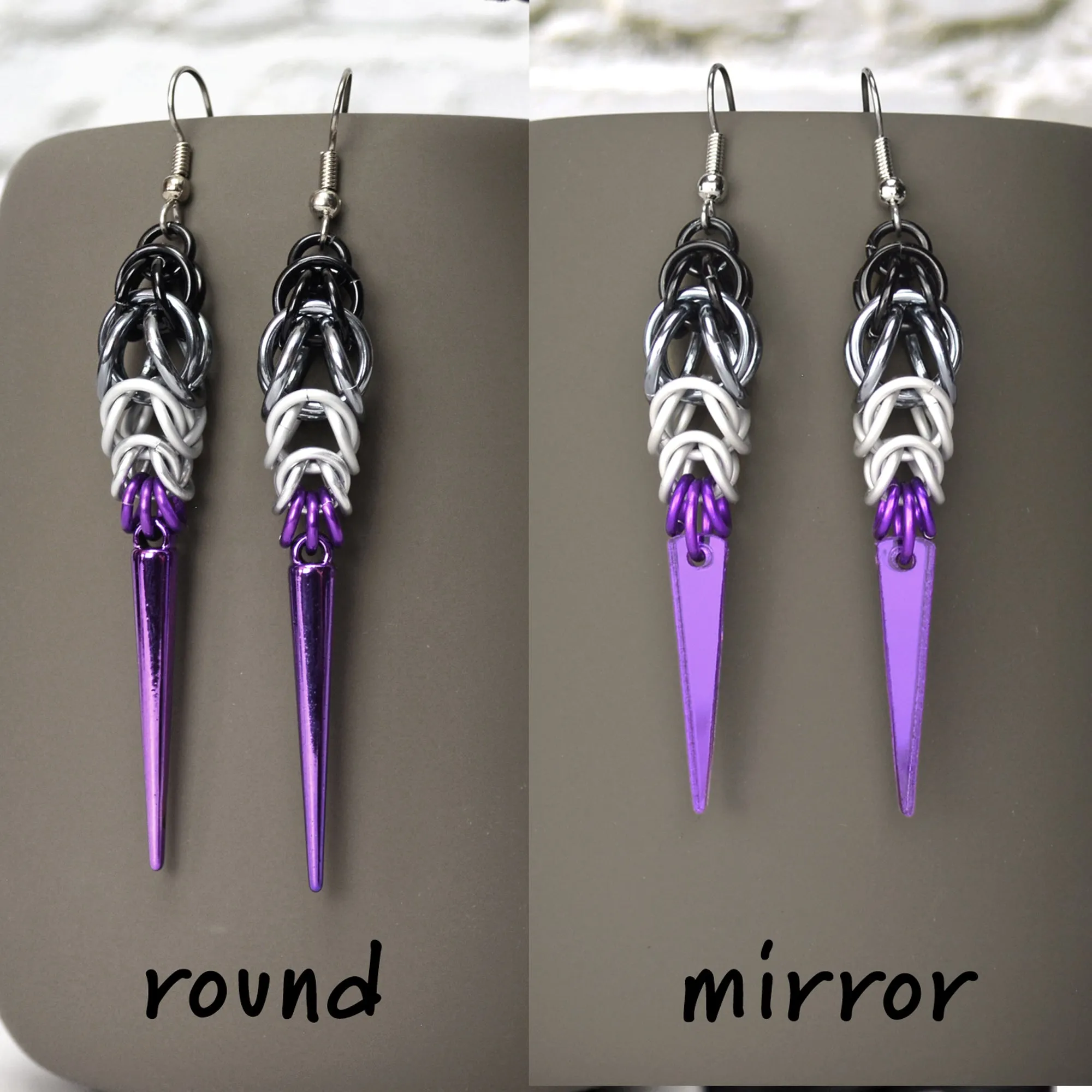 Asexual Pride - Spike Earrings