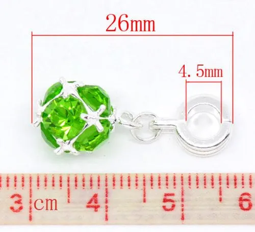 August Birthstone Dangle European Bead Compatible for Most European Snake Chain Charm Bracelet