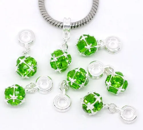 August Birthstone Dangle European Bead Compatible for Most European Snake Chain Charm Bracelet