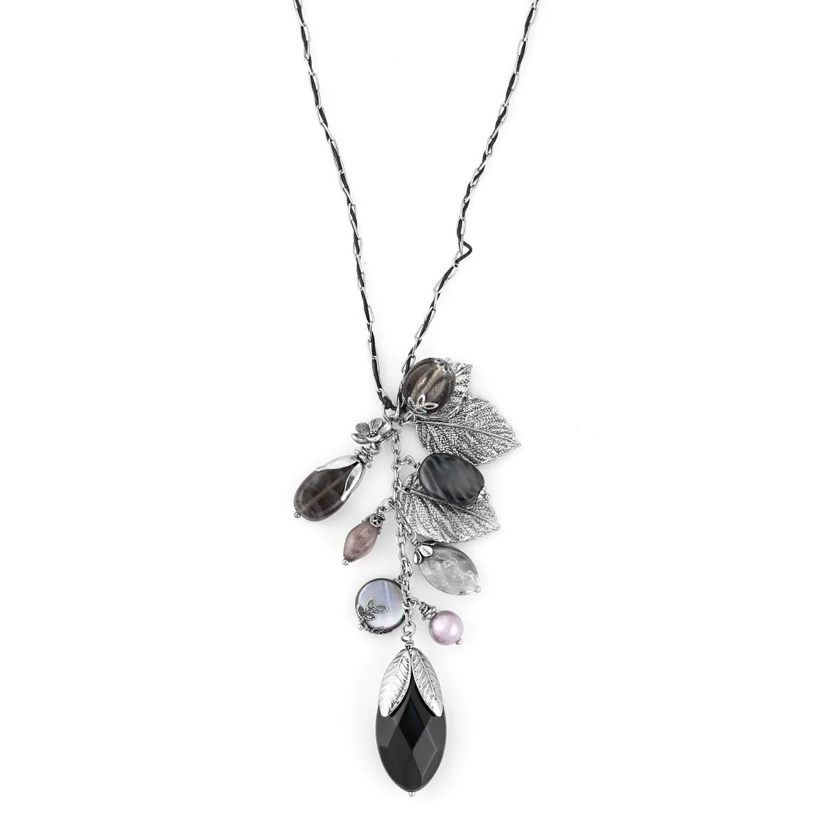 AUTUMN LEAVES LONG PENDANT NECKLACES #219BK1401 (1C7)