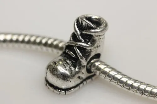 Baby Shoe Charm European Bead Compatible for Most European Snake Chain Bracelet