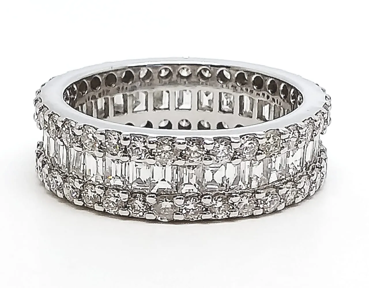 Baguette & Pavé Diamond Ring in 14k White Gold