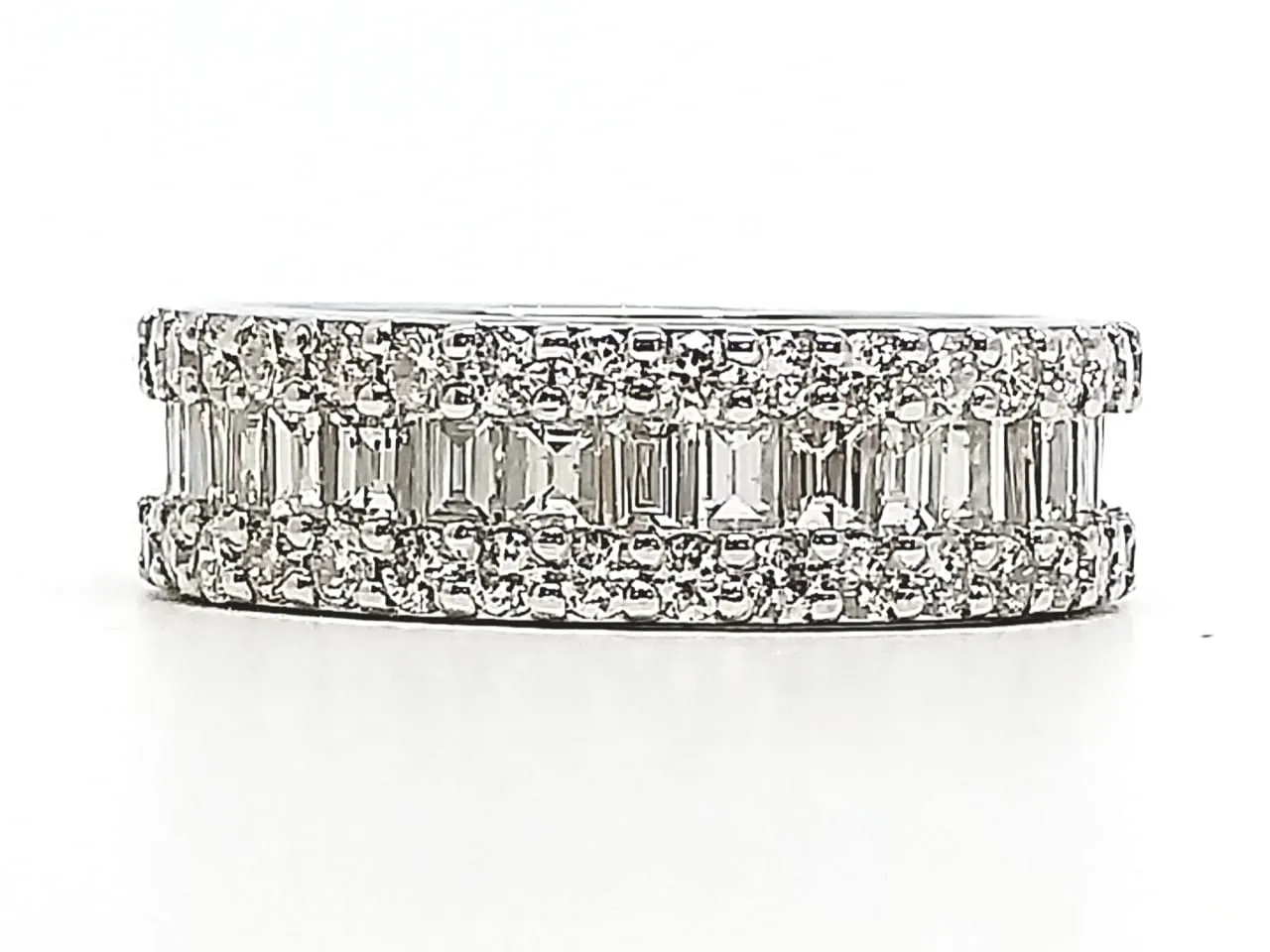 Baguette & Pavé Diamond Ring in 14k White Gold