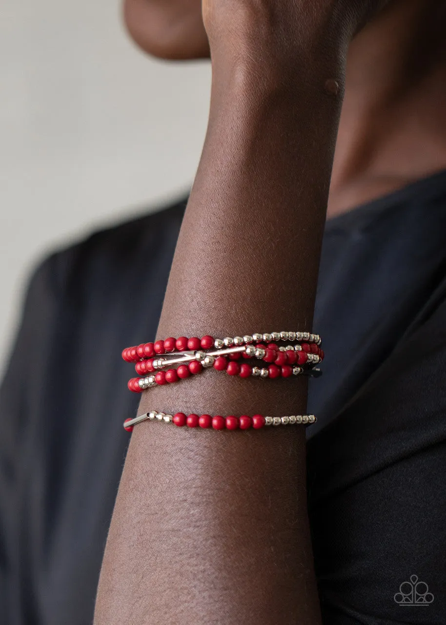 BEAD Between the Lines Red Paparazzi Bracelet