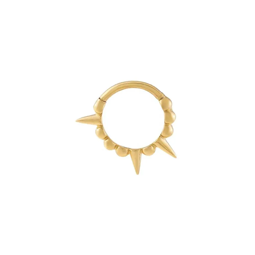 Beaded x Spike Cartilage Huggie Earring 14K