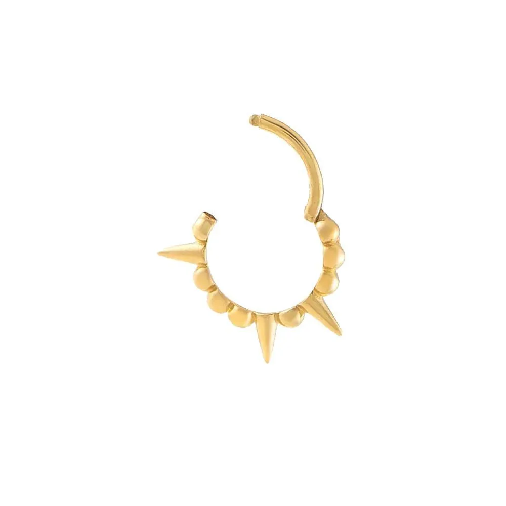 Beaded x Spike Cartilage Huggie Earring 14K