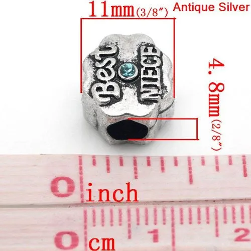 Best NieceFlower Shape Charm Bead Spacer For Snake Chain Bracelets (Blue)