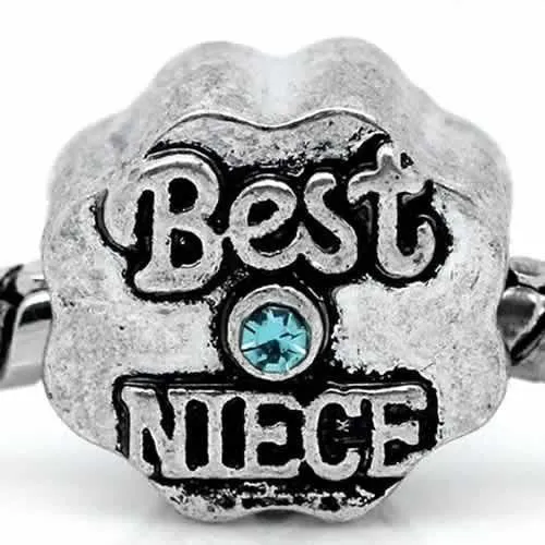 Best NieceFlower Shape Charm Bead Spacer For Snake Chain Bracelets (Blue)