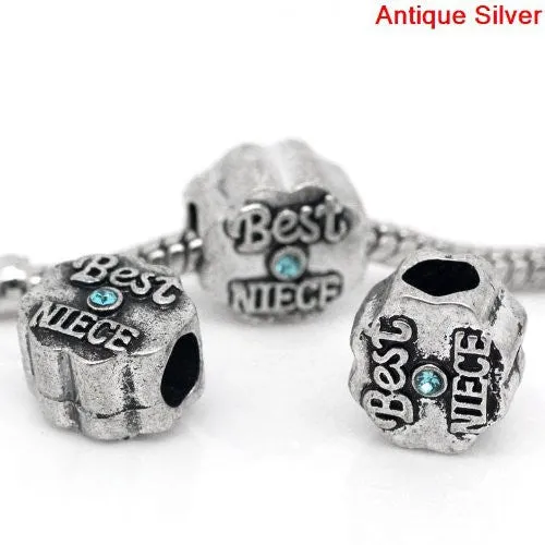 Best NieceFlower Shape Charm Bead Spacer For Snake Chain Bracelets (Blue)