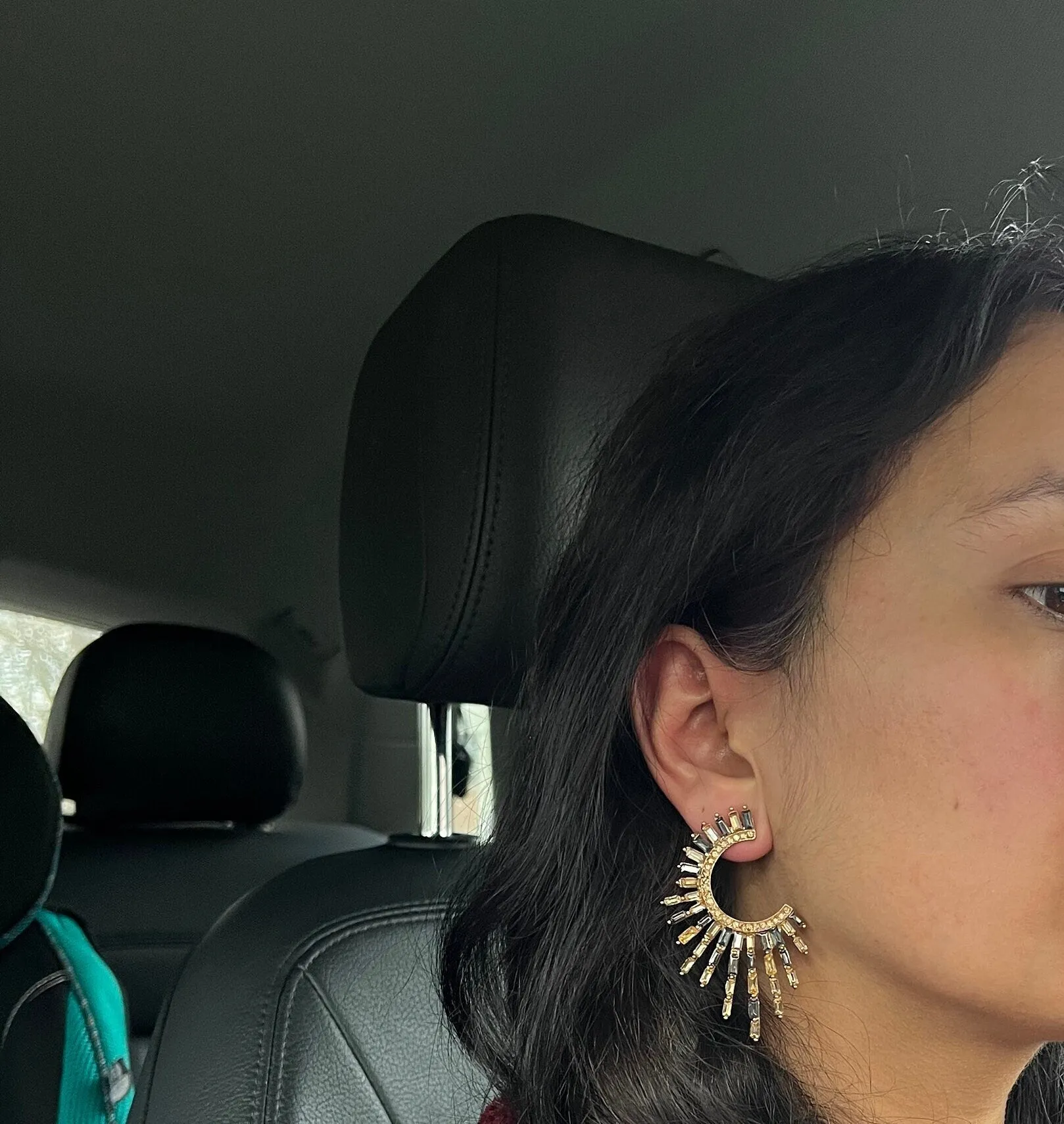 Big statement earrings , celestial gold gray  studs big gold studs  earring , star gold champagne earrings ,  geometric earrings sunburst