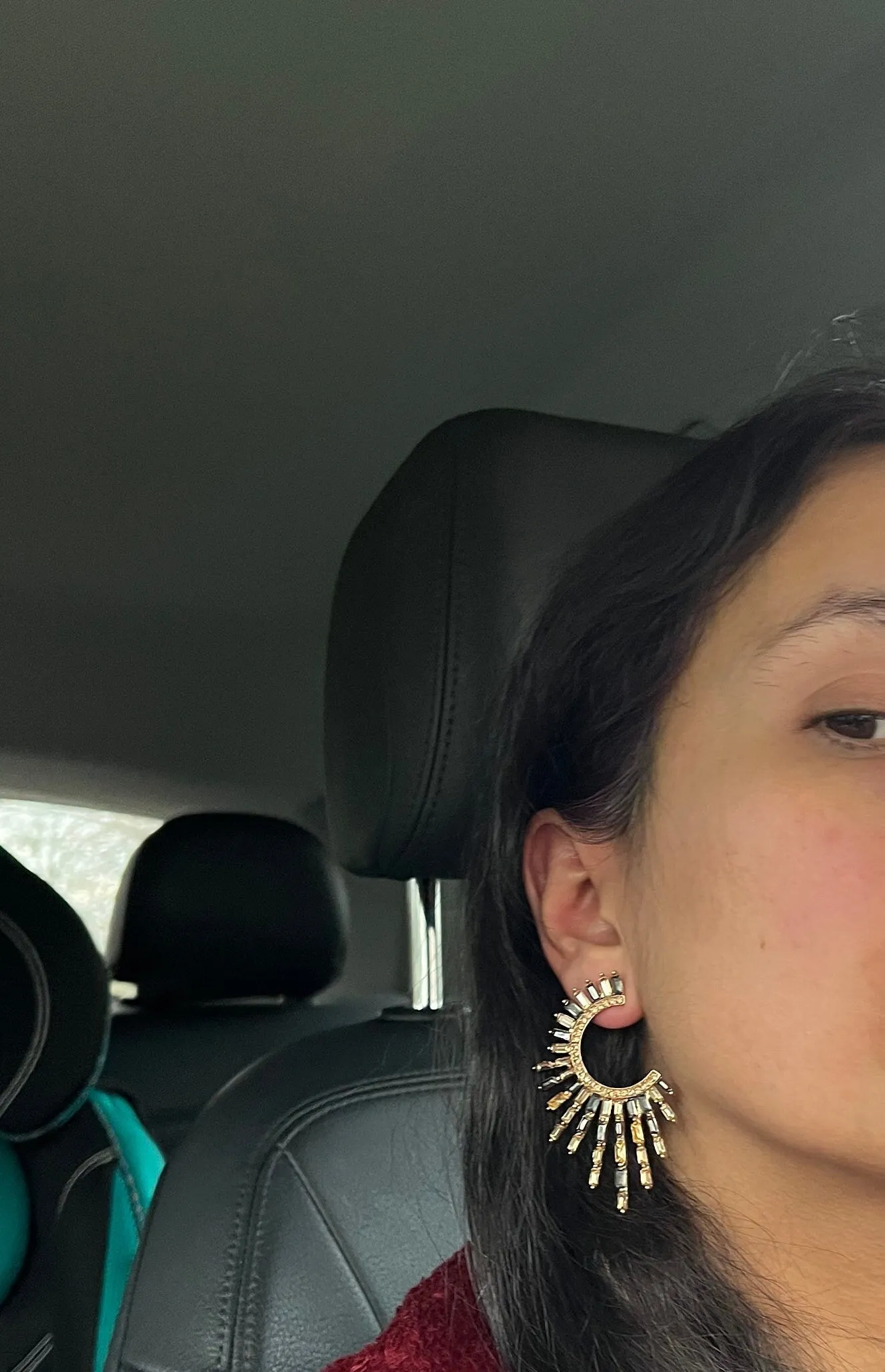 Big statement earrings , celestial gold gray  studs big gold studs  earring , star gold champagne earrings ,  geometric earrings sunburst