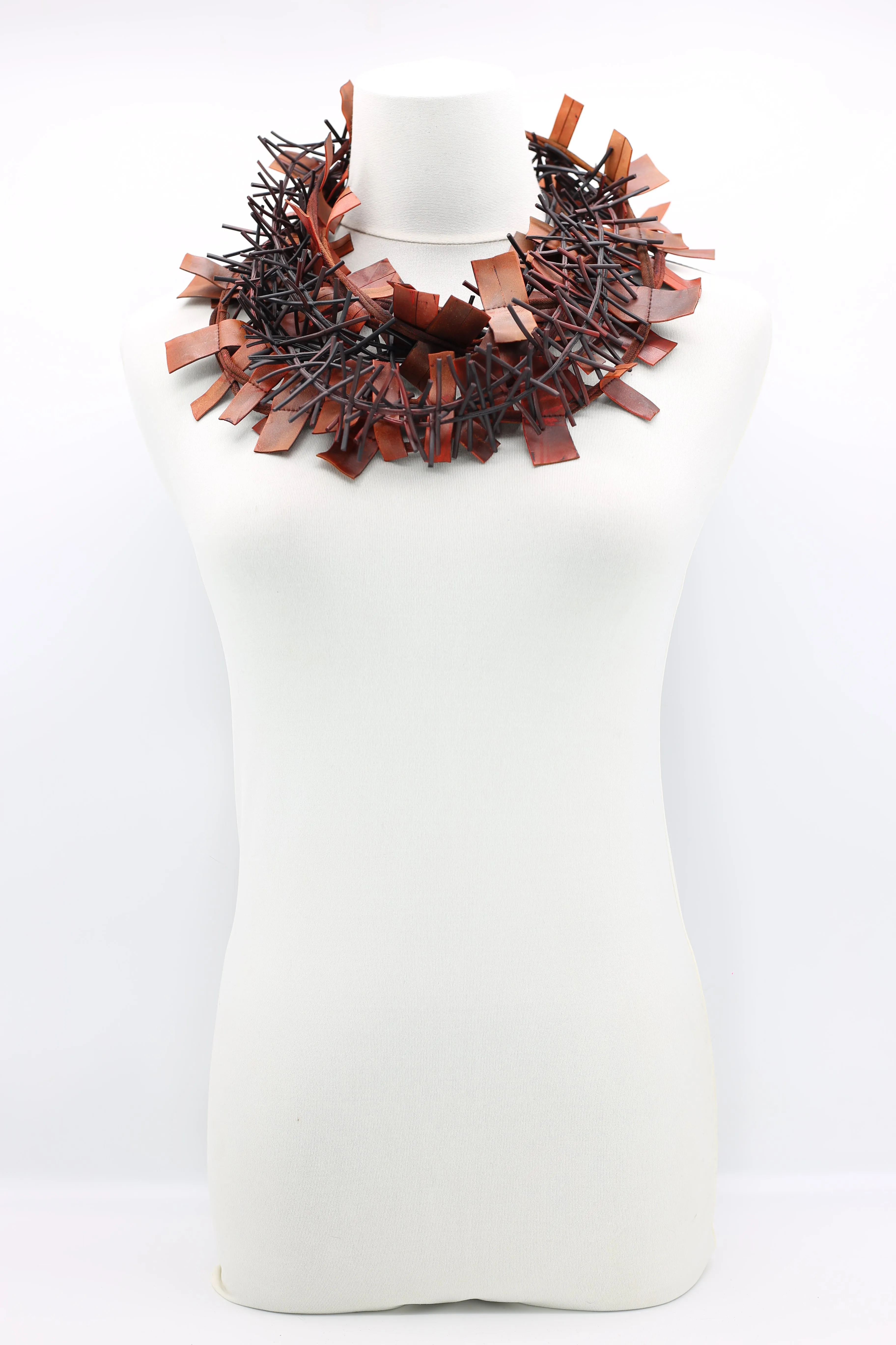Bird's Nest & Leatherette on Cord Necklaces Set