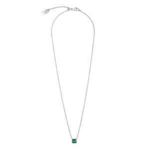 Birthstone May Necklace Green Agate Silver
