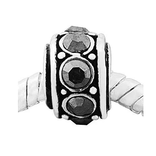 Black Ab  Crystal Charm Charm European Bead Compatible for Most European Snake Chain Bracelet