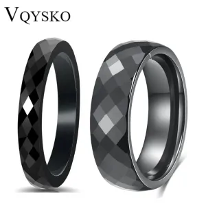 Black & White Ceramic Wedding Engagement Rings