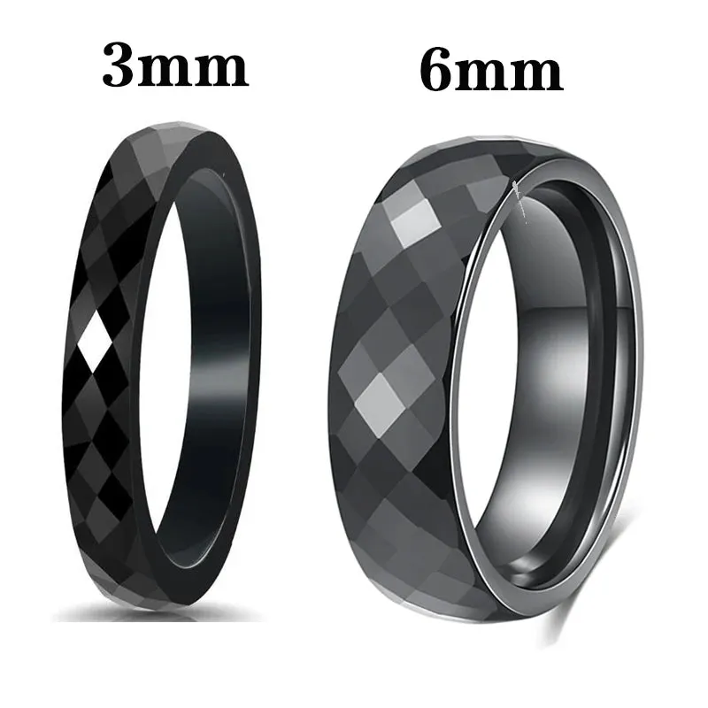 Black & White Ceramic Wedding Engagement Rings