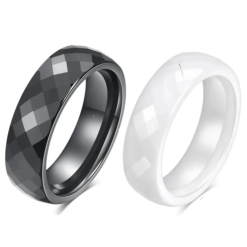 Black & White Ceramic Wedding Engagement Rings