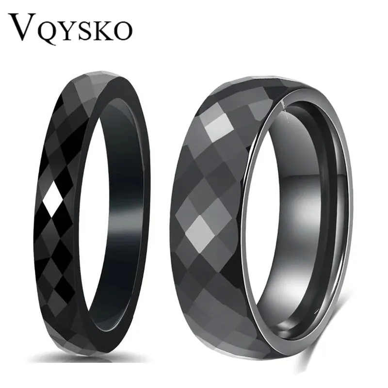 Black & White Ceramic Wedding Engagement Rings