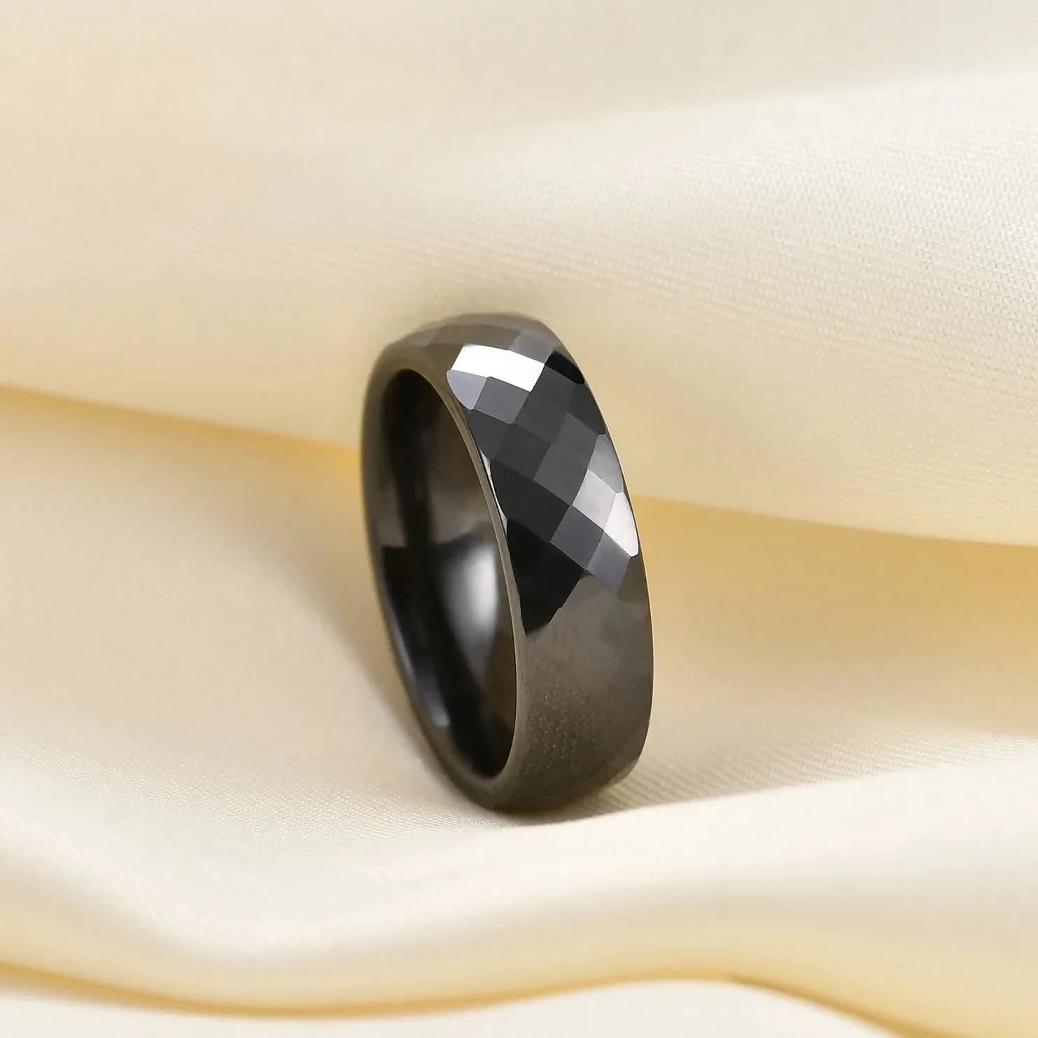 Black & White Ceramic Wedding Engagement Rings