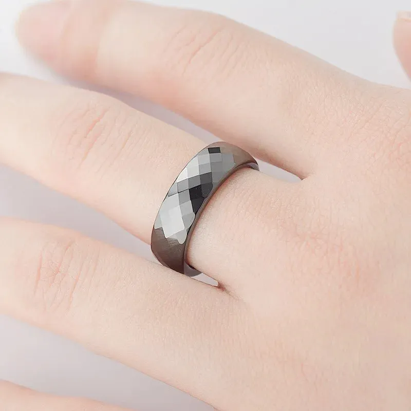Black & White Ceramic Wedding Engagement Rings