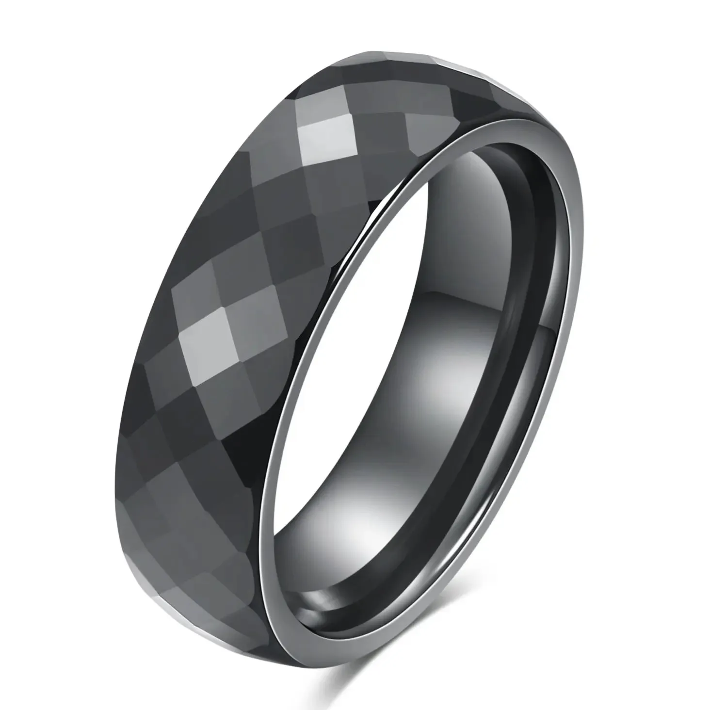 Black & White Ceramic Wedding Engagement Rings