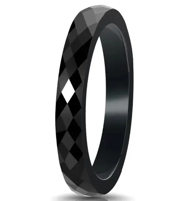 Black & White Ceramic Wedding Engagement Rings