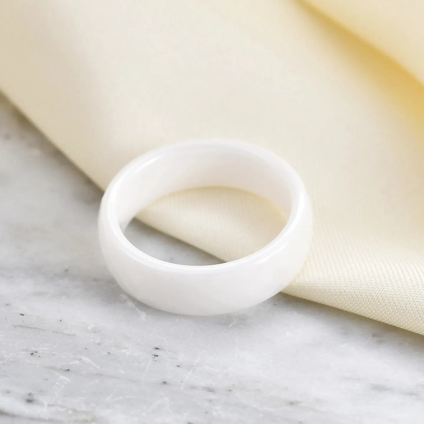 Black & White Ceramic Wedding Engagement Rings