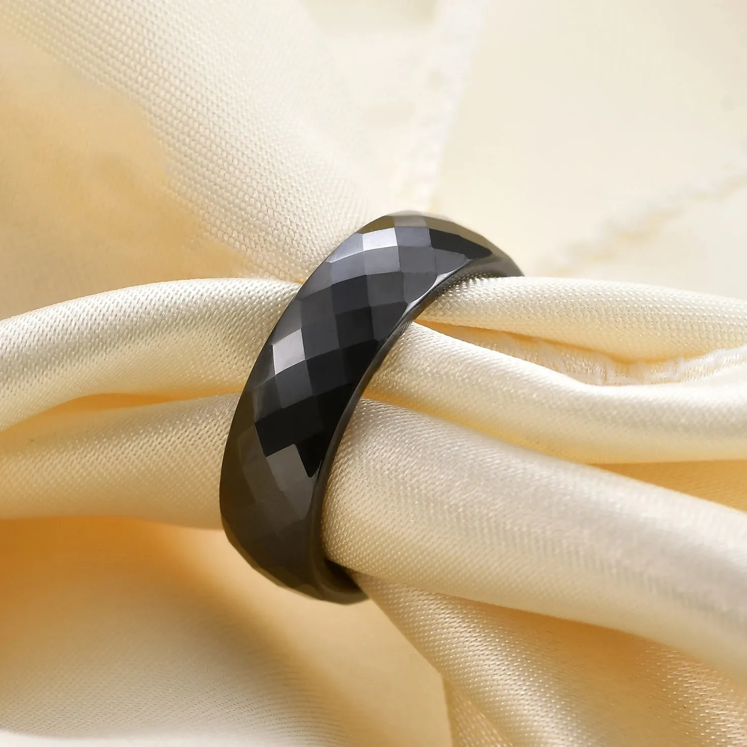 Black & White Ceramic Wedding Engagement Rings