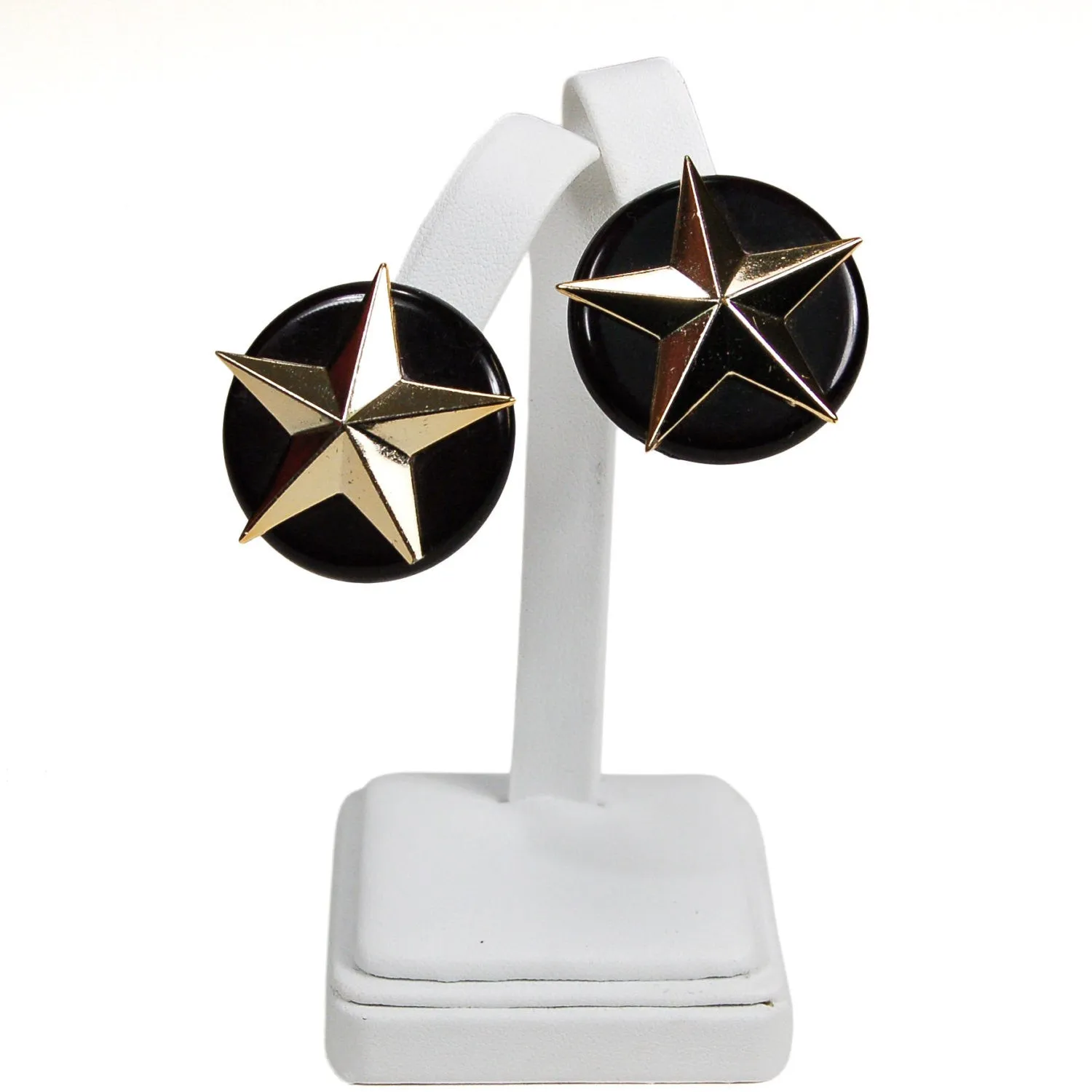 Black and Gold Star Earrings
