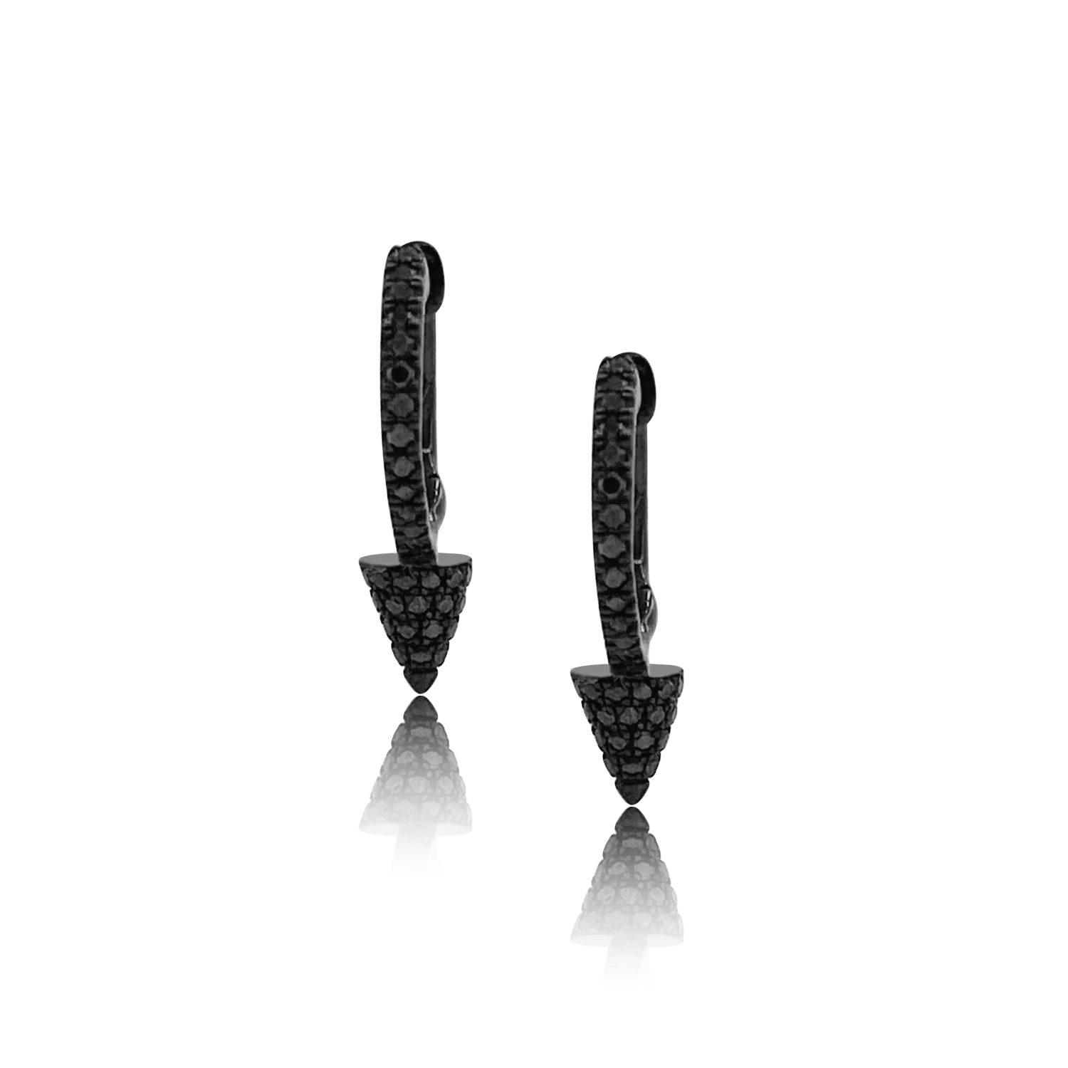 Black Diamond Spike Hoop Earrings