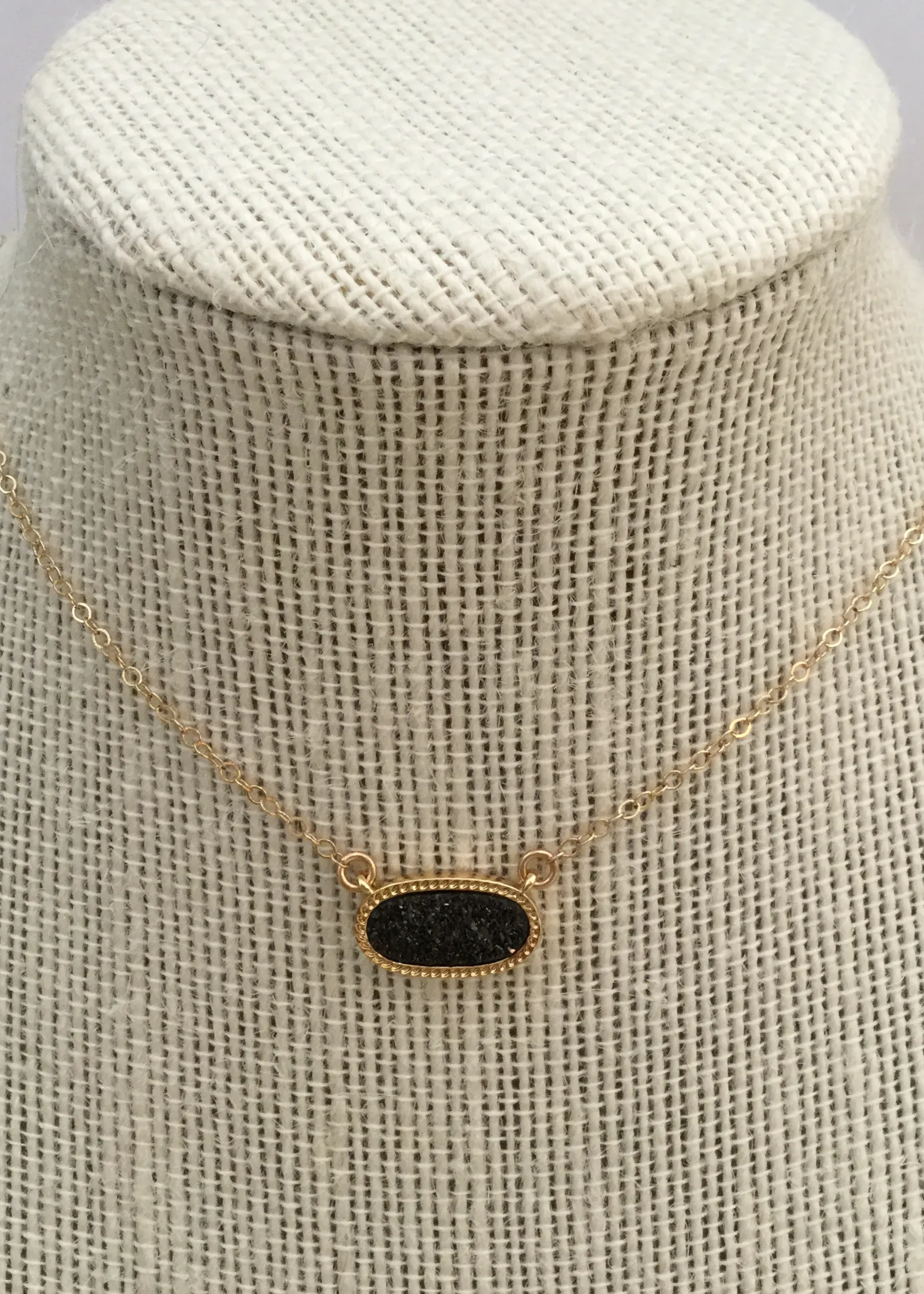Black Druzy Necklace