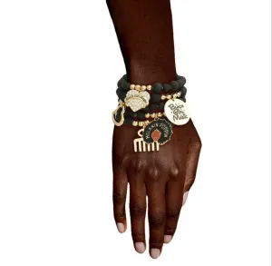 Black Girl Magic Charm Bracelet Stack-Matte