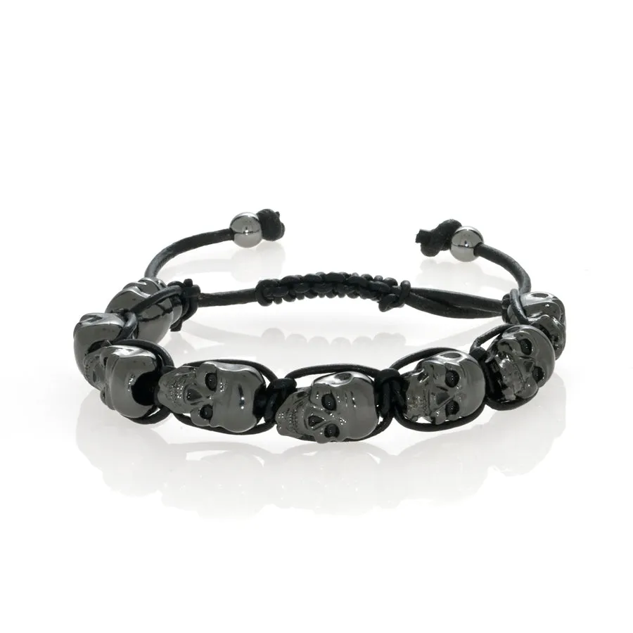 Black Hematite Lucky Skull Shamballa Bracelet