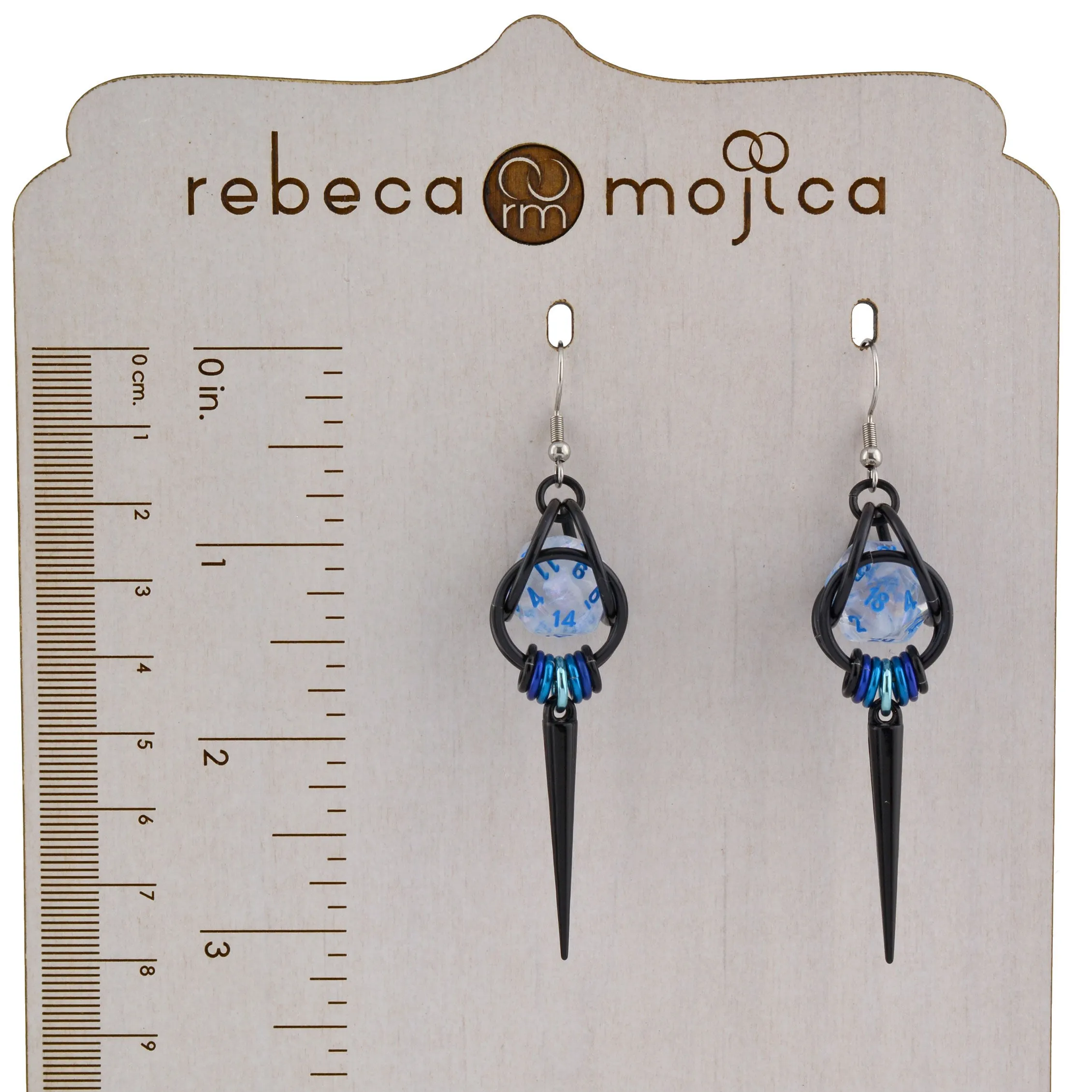 Black Spike UV Reactive d20 Earrings