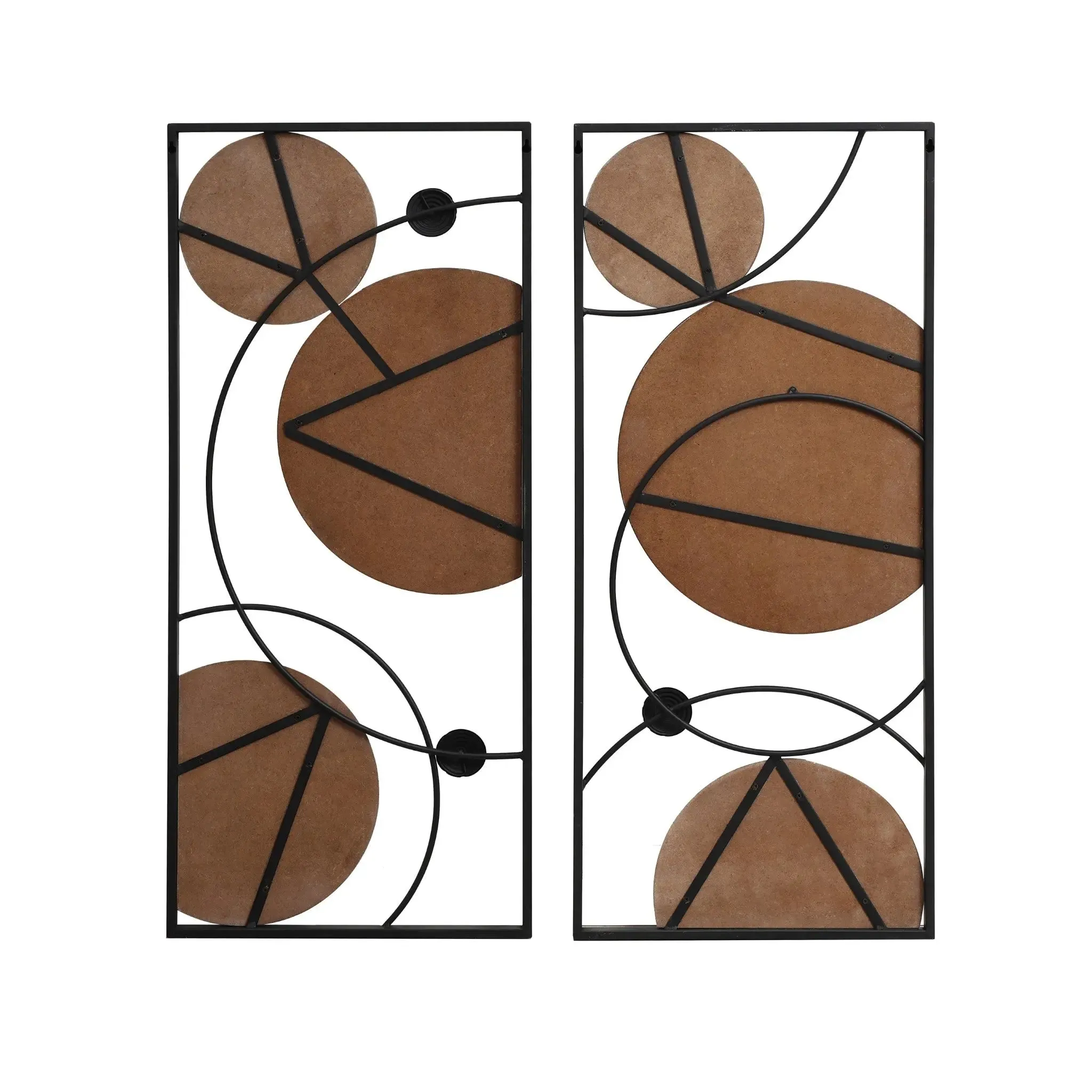 Black, white, and gold modern abstract wall décor set, 2-piece