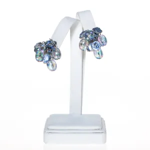 Blue Cha Cha  Bead Dangling Rhinestone Earrings