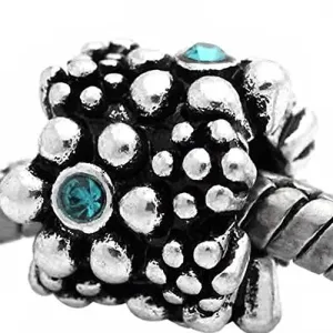 Blue December Birthstone  Crystal European Bead Compatible for Most European Snake Chain Charm Bracelet
