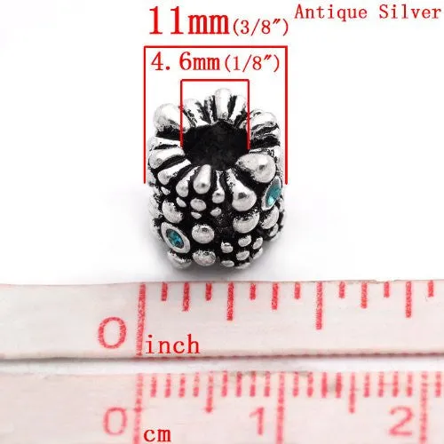 Blue December Birthstone  Crystal European Bead Compatible for Most European Snake Chain Charm Bracelet