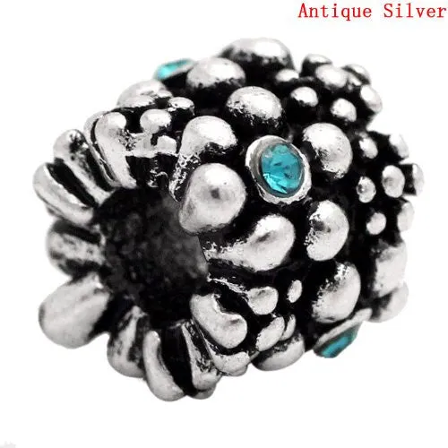 Blue December Birthstone  Crystal European Bead Compatible for Most European Snake Chain Charm Bracelet