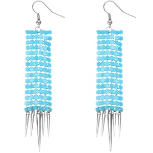 Blue Mesh Spike Dangle Earrings