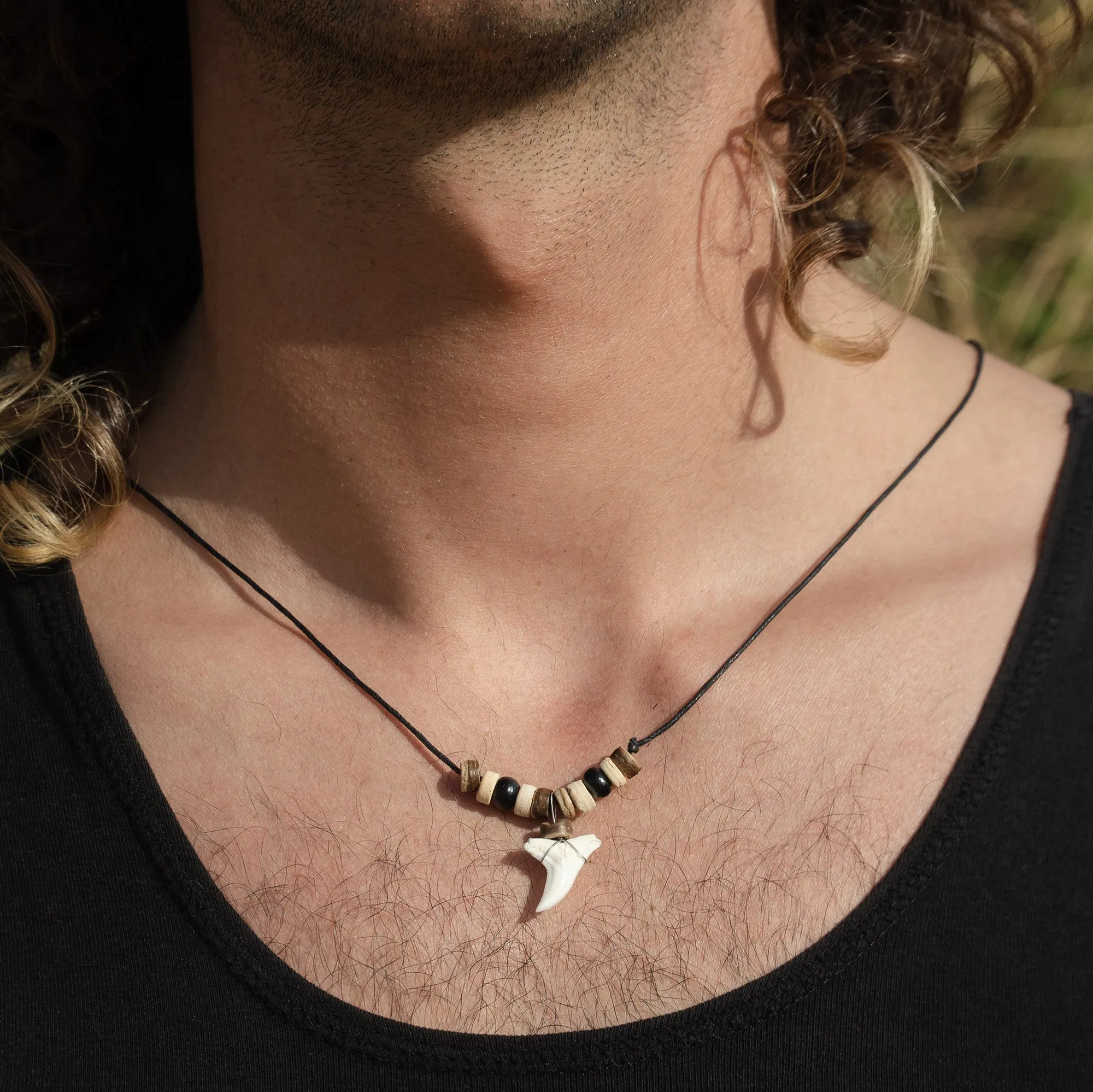 Blue Shark Tooth Necklace c116