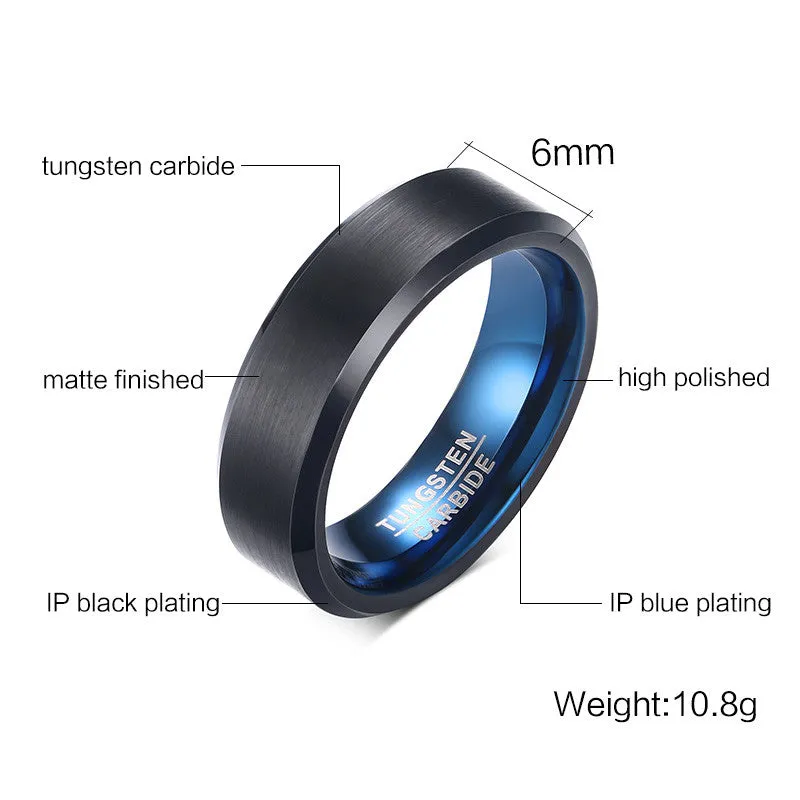 Blue Tungsten Carbide Ring for Men