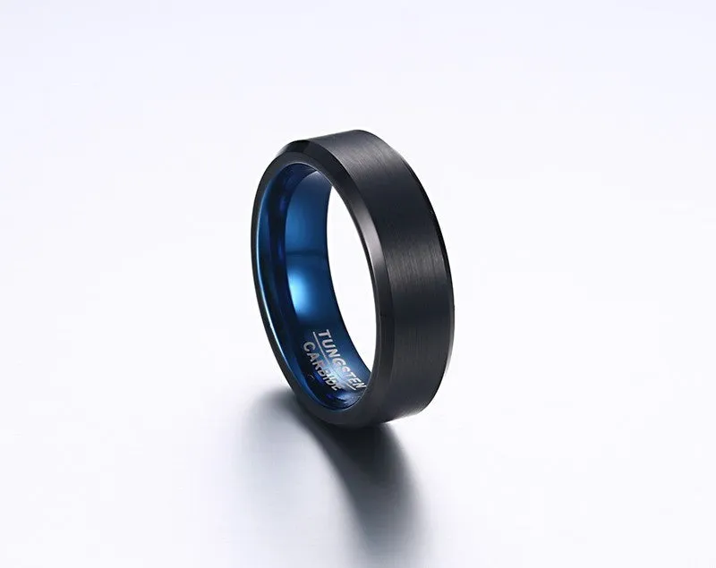Blue Tungsten Carbide Ring for Men