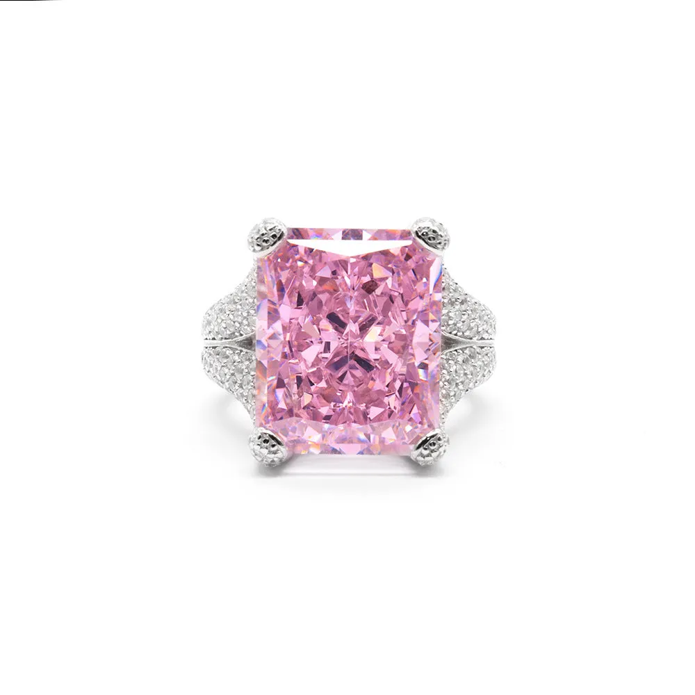 Brilliant Pink Ice Flower Cut High Carbon Diamond Ring