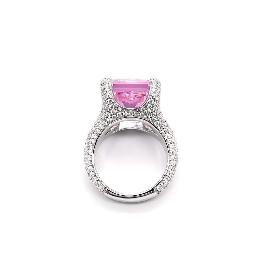 Brilliant Pink Ice Flower Cut High Carbon Diamond Ring